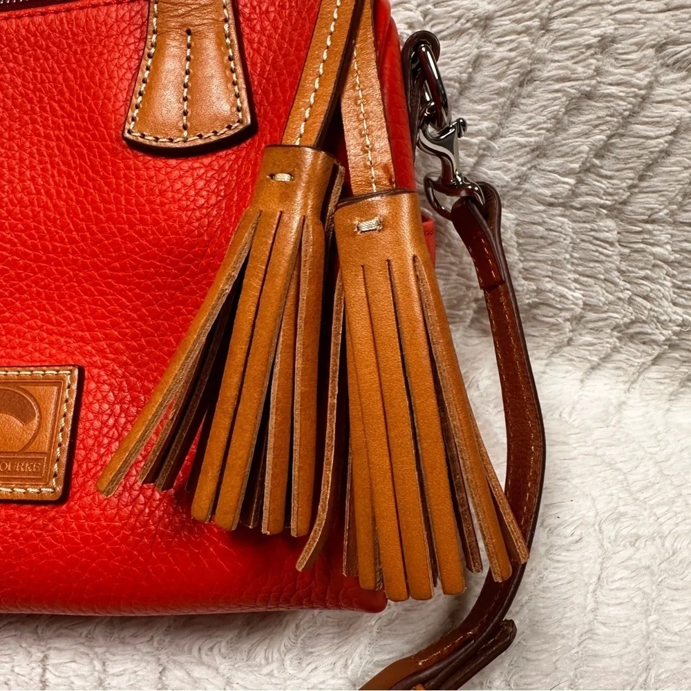 Dooney & Bourke Orange & Tan Detachable Strap Satchel, NWOT + Dust Bag - Picture 3 of 12